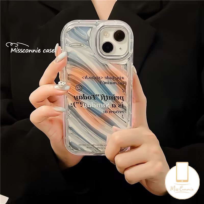IPHONE Ins Warna Gradien Cinta Hati Transparan Laser Card Paper Case Kompatibel Untuk Iphone6 6S 78 Plus XR 11 13 14 12 Pro MAX X XS MAX SE 2020lembut 3D Stereo Corrugation Pattern Cover