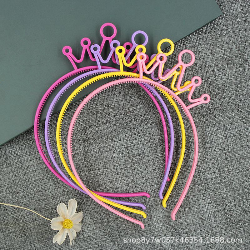 SS Bando Korea Lucu Desain Mahkota Bahan Plastik Anti Slip Gaya Korea Headband Crown Warna Warni Bandana Glossy Aksesories Rambut Wanita Murah