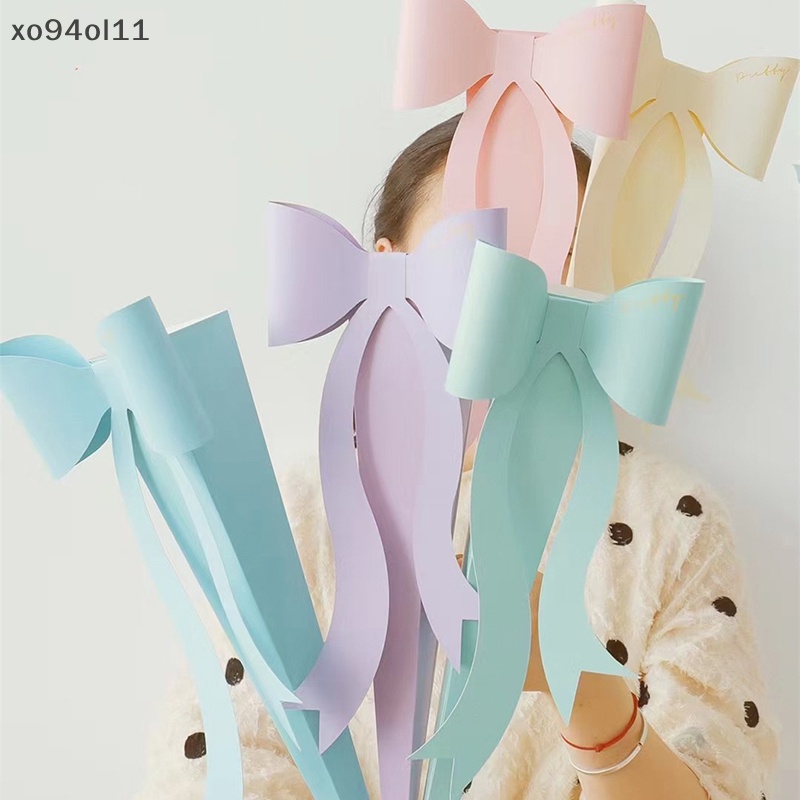 Xo Bow Shaped Rose Flower Box Bow Single Bouquet Packing Kotak Hadiah Untuk Pernikahan OL