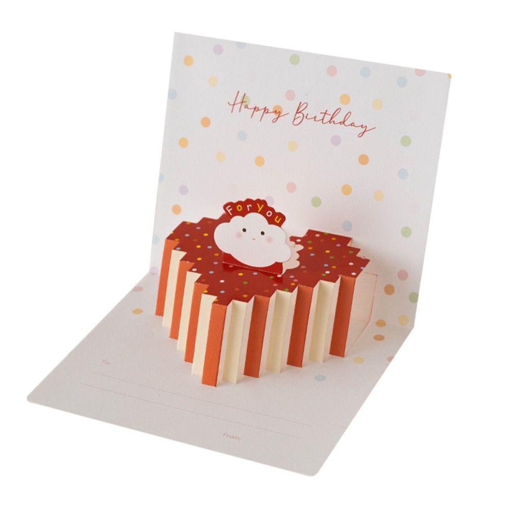 Mxbeauty Kartu Kue Ulang Tahun 3D Dengan Amplop Kawaii Tulisan Tangan Berkah Merayakan Happy Birthday Card Untuk Teman