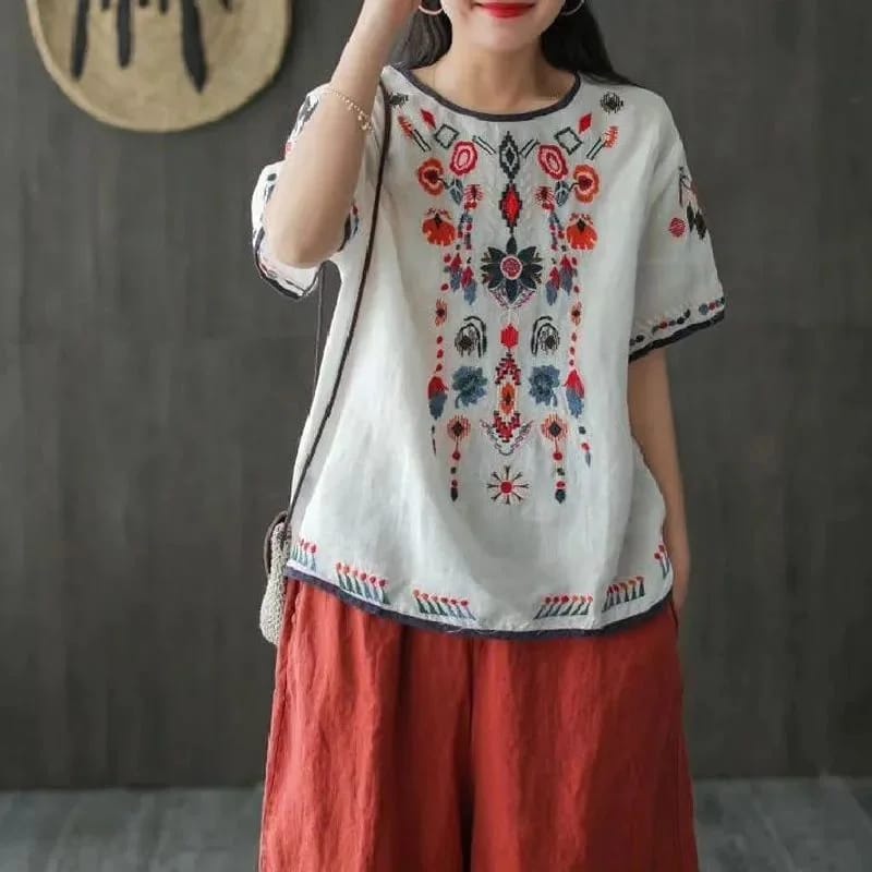 Divya Blouse Etnik Wanita Muslim Atasan Lengan Pendek Apk Bordir Premium OOTD Casual Daily