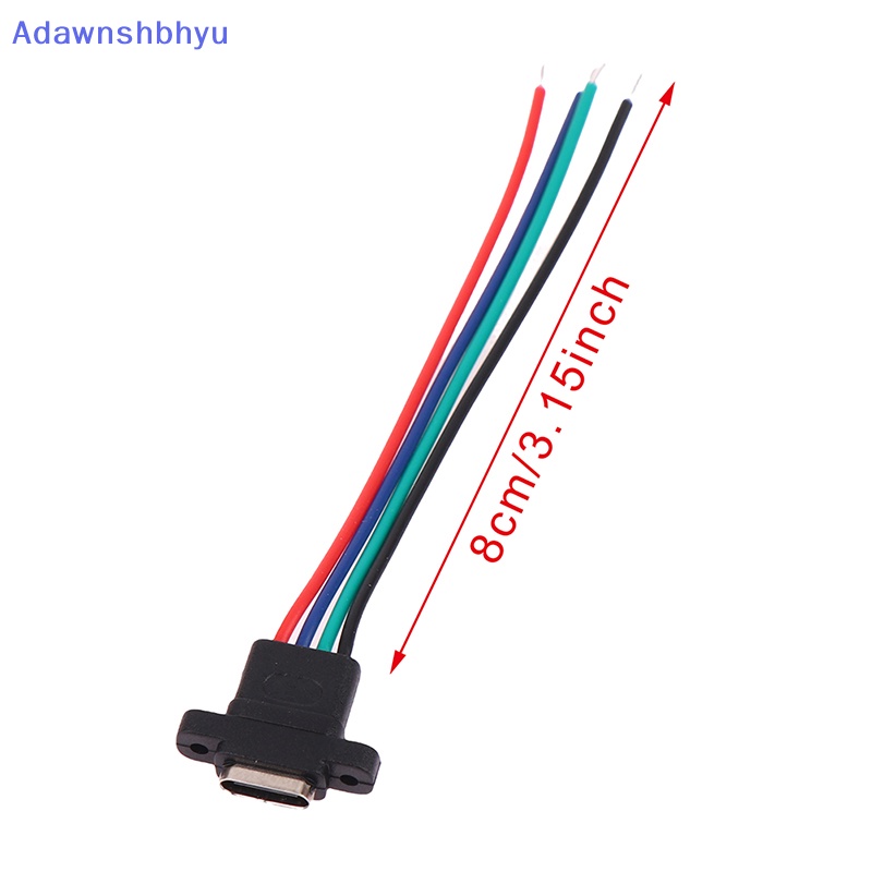 Adhyu Konektor USB 3.1 Type-C 4Pin Kawat Las Female Soket Cewe Tahan Air Karet Ring Arus Tinggi Fast Charging Port ID