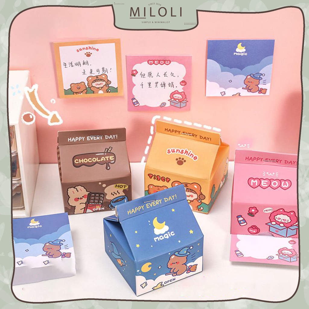 

[MILOLI] 200Lembar KOTAK SUSU HAPPY EVERY DAY Memo Pad kartun Little Paper Notepad - C0039