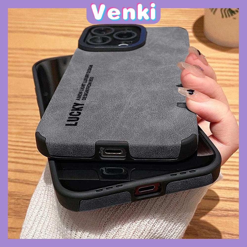 VENKI - Untuk iPhone 11 Case Kulit Anak Sekolah Suede Case Lembut Tahan Guncangan Ponsel Case Kamera Bahasa Inggris Sederhana Kompatibel dengan iPhone 14 13 Pro max 12 Pro max xr xs 7Plus 8Plus