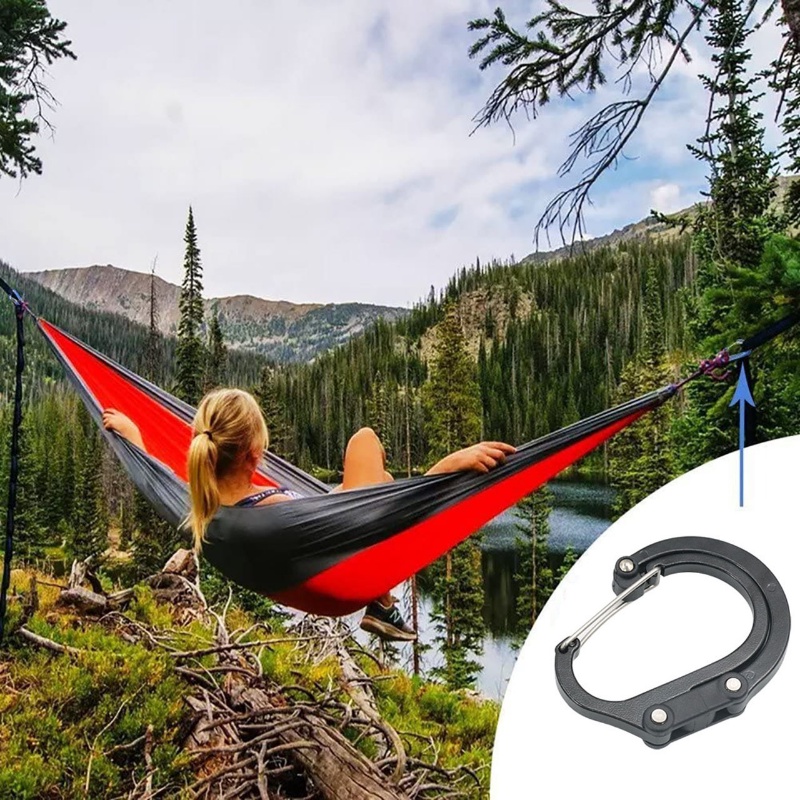 Pendaki Luar Ruangan Carabiner Bahan Aluminium Alloy/ Kait Hiking Gunung Bentuk D/ Sambungan Tali Tenda Tahan Lama Memperbaiki Gesper