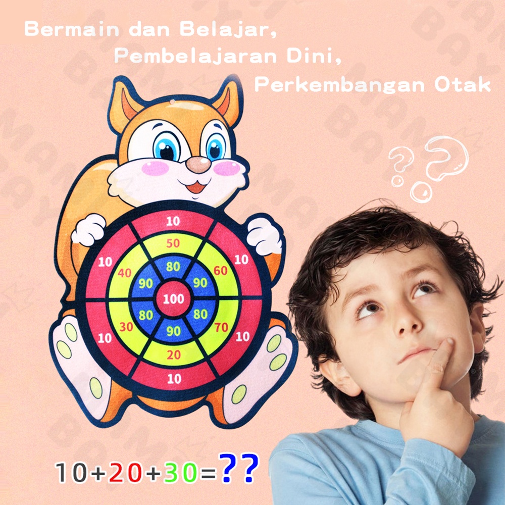 Mamibayi Mainan Lempar Bola Dinding Dart Board Anak Motif kartun Lempar Bola Panah