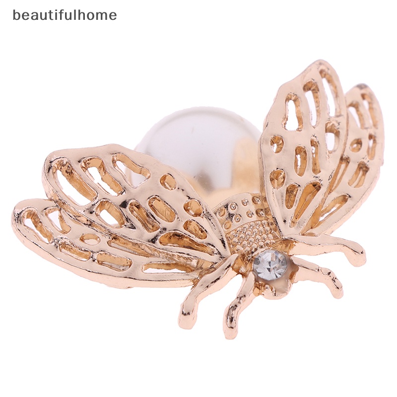 {beautifulhome} 1pc Lucu Lebah Mutiara Imitasi Logam Wanita Sepatu Klip Dekorasi Gadis Sepatu Klip Gesper.