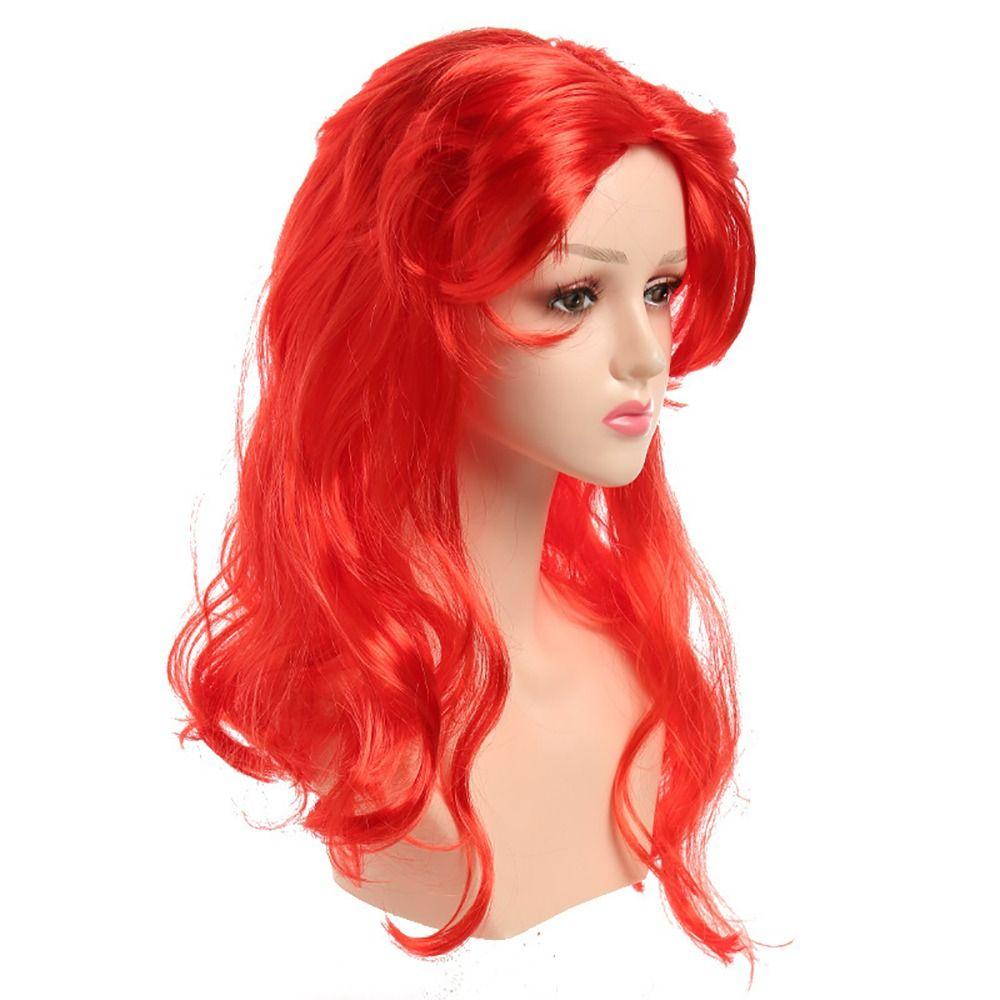 Lily Wig Putri duyung kecil Cosplay Bintang Laut Halloween Rambut Merah Untuk Aksesoris Anak