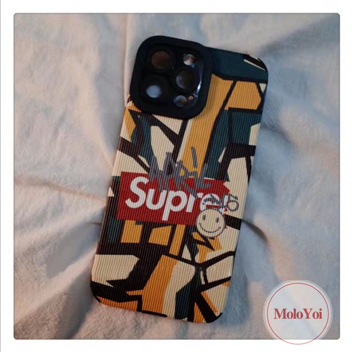 Ins Trendi Merek Merah Sesame Street Pasangan Tekstur Kulit Case Kompatibel Untuk IPhone XR X XS Max 7Plus 11 14 13 12 Pro Max7 8 Plus Shockproof Cover