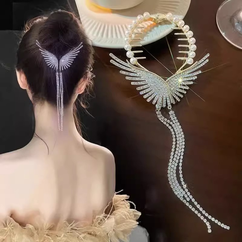 Korea INS Gaya Sederhana Gadis Wanita Aksesoris Rambut Mutiara Kristal Vintage Populer Kupu-Kupu Rumbai Jepit Rambut Hair Clip Headwear Hair Pins Ponytail Holder Elegan