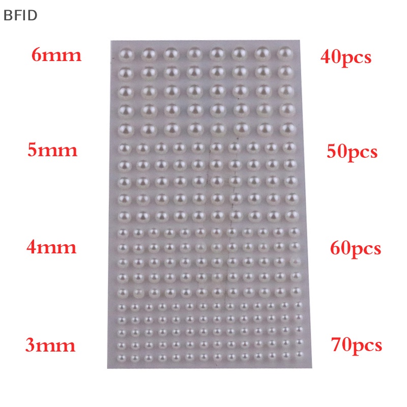 [BFID] 220pcs Mix 3mm /4mm/5mm/6mm Rambut Mutiara Stick On Self Adhesive Pearls Stickers Face Pearls Stiker Untuk Rambut Wajah Makeup Kuku DIY Kerajinan Tangan [ID]