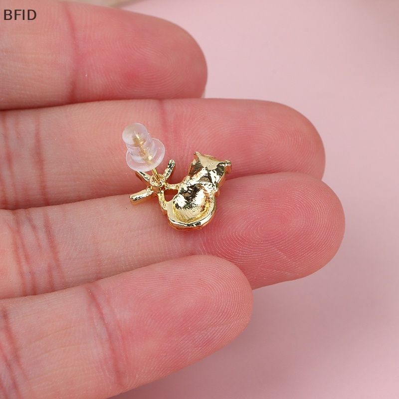 [BFID] 1pasang Paduan Asimetris Sederhana Bintang Laut Ear Studs Zircon Pearl Earrings [ID]