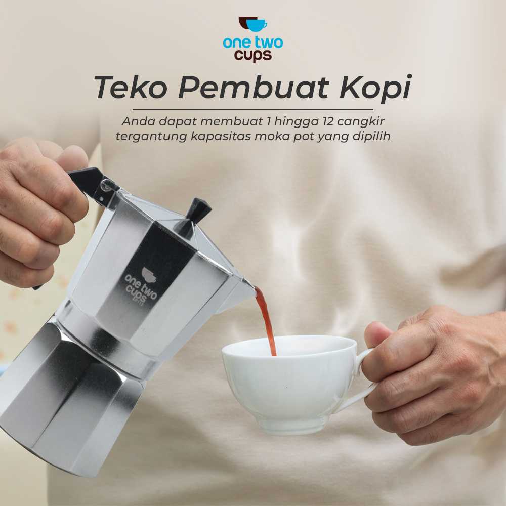 One Two Cups Espresso Coffee Maker Moka Pot Teko Stovetop Filter - JF112