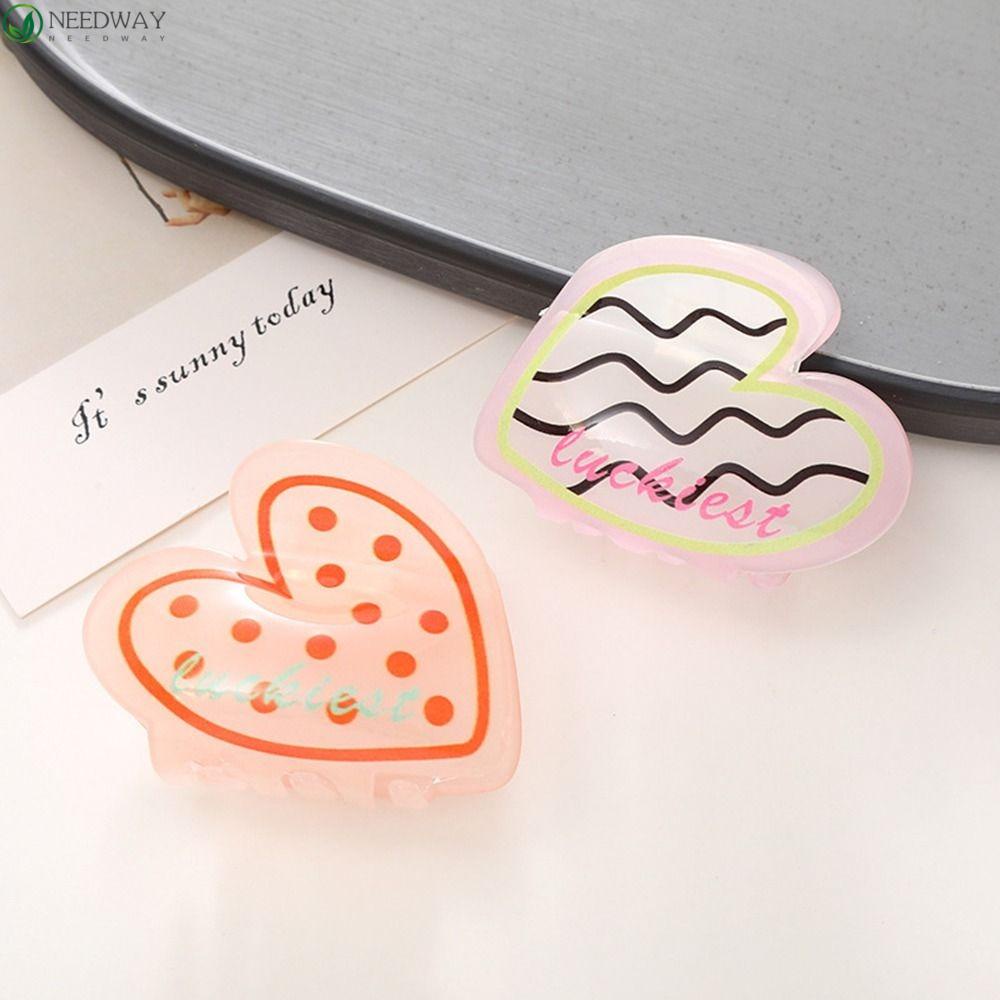 Needway Heart Claw Clips Hiasan Kepala Jepit Rambut Love Heart Acetic Acid Shark Clip Sweet Hair Clips Untuk Wanita