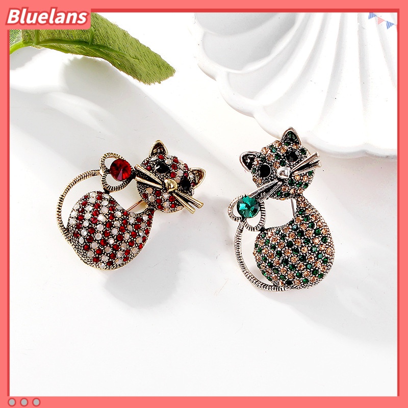 [BLS] Retro Lucu Kucing Bros Berlian Imitasi anti-Cahaya Bros high-end Syal Sutra pin Korsase