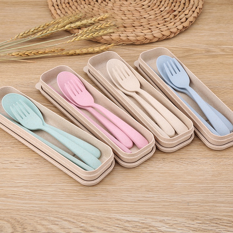 POKY - D6048 Alat Makan Korea H515 / 1 Set Makan Import / Alat Makan Set Traveling / Sendok Garpu Set / 3 In 1 / Jerami / Alat Makan Set