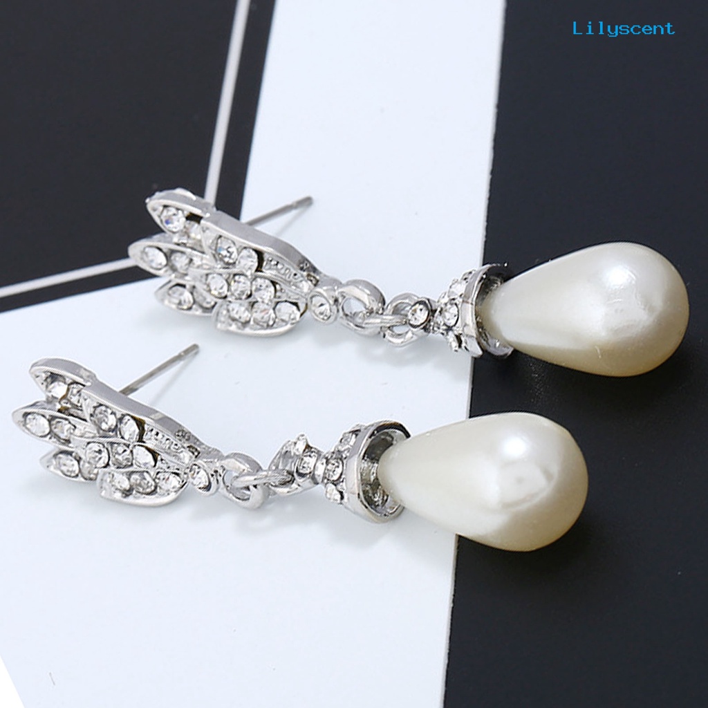 [LS]1 Set Kalung Anting Pengantin Dua Lapis Mutiara Imitasi Perhiasan Adjustable Tahan Lama Stud Earrings Necklace Untuk Pernikahan