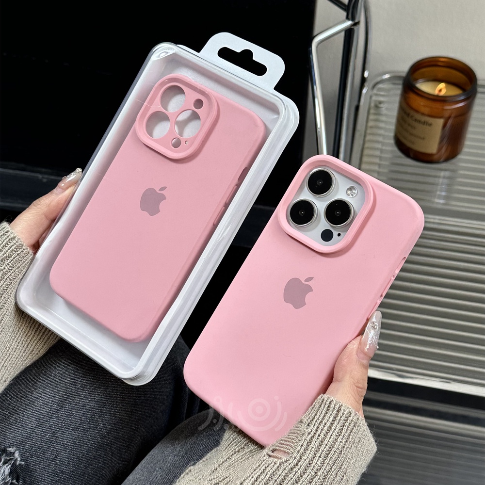 IPHONE Casing Ponsel Silikon Cair Lembut Untuk Iphone11 12 13 14 Pro Max14 Plus Case Full Cover Shockproof Casing Penutup Belakang