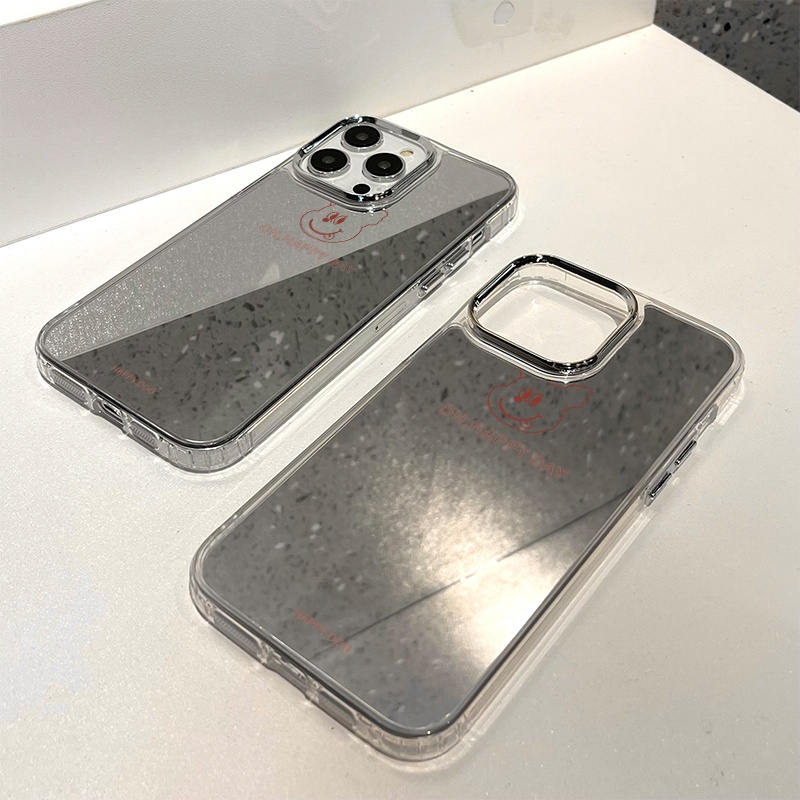 IPHONE Casing Ponsel Cermin Anjing Sederhana Kompatibel Untuk Iphone11 12 13 14 12Pro 13Pro 14Pro Pro Max XR X XS Max Electroplating Tombol Perlindungan Mirror Cover