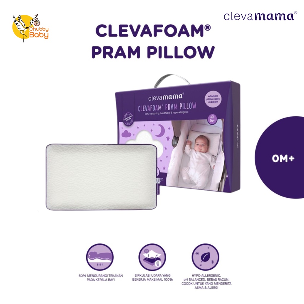 Clevamama Baby Clevafoam® Pram Pillow | Bantal Bayi 0 Bulan +