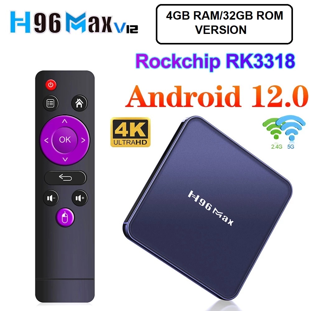 AKN88 - H96 MAX V12 - Android 12 Smart TV Box 4K UHD - RAM 4GB ROM 32GB