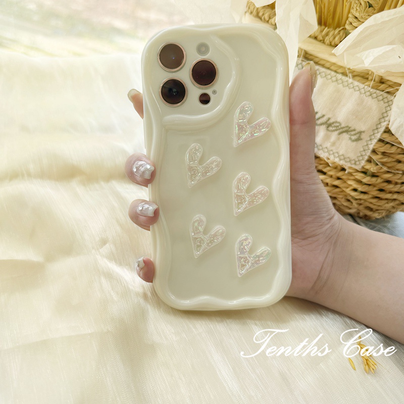 Kompatibel Untuk IPhone14 13 12 11 Pro Max8 7 6 6s Plus X Xr Xs Max SE 2020 3D Tepi Melengkung 3D Love Heart Phone Case Soft Cover