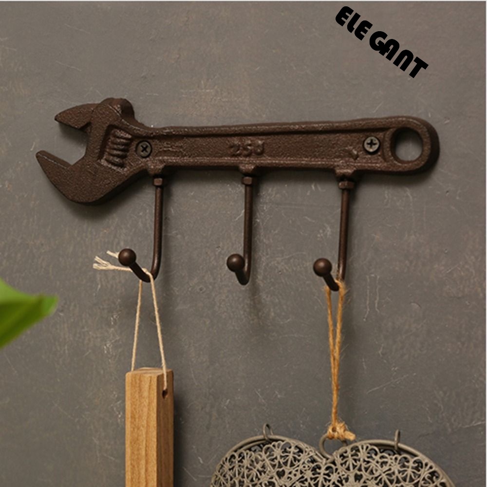 【 ELEGANT 】 Hook Cast Iron Retro Untuk Toko Bar Taman Gaya Industri Bentuk Spanner Metal Hanger