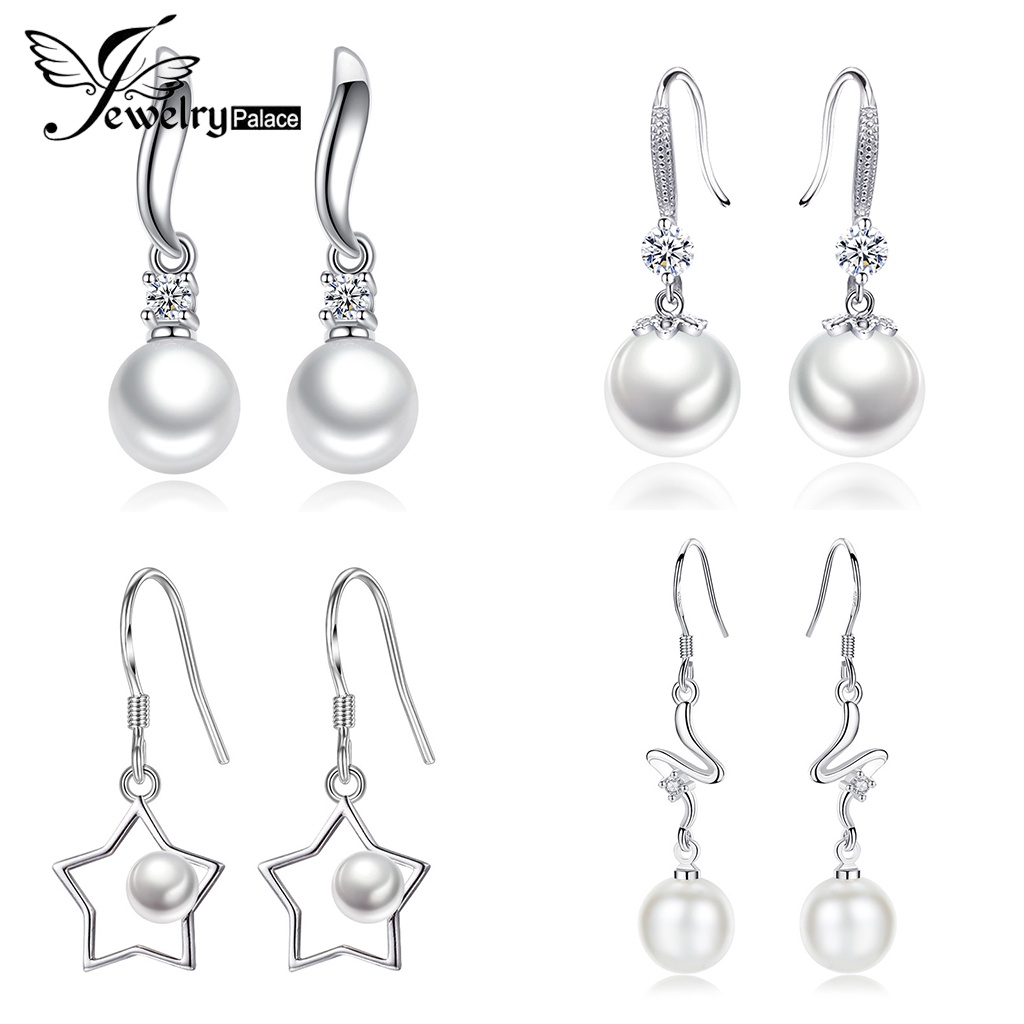 Jewelrypalace Fashion Hoop927 Perak Mutiara Wanita Rumbai Perhiasan Asli Anting M033