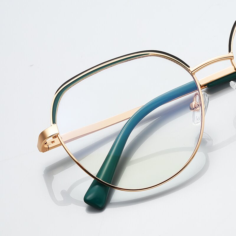 (YUZHU) Fashion Sederhana Two Tone Kacamata Anti Cahaya Biru Kepribadian Logam Desain Asli Eyeglasses