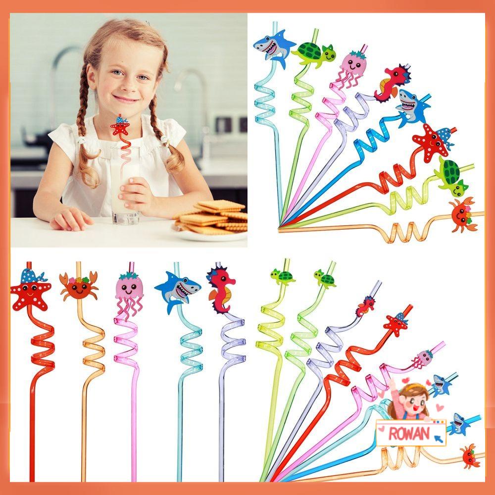 R-FLOWER Sedotan Minum Kartun Bending Straw Dekorasi Pesta Reusable