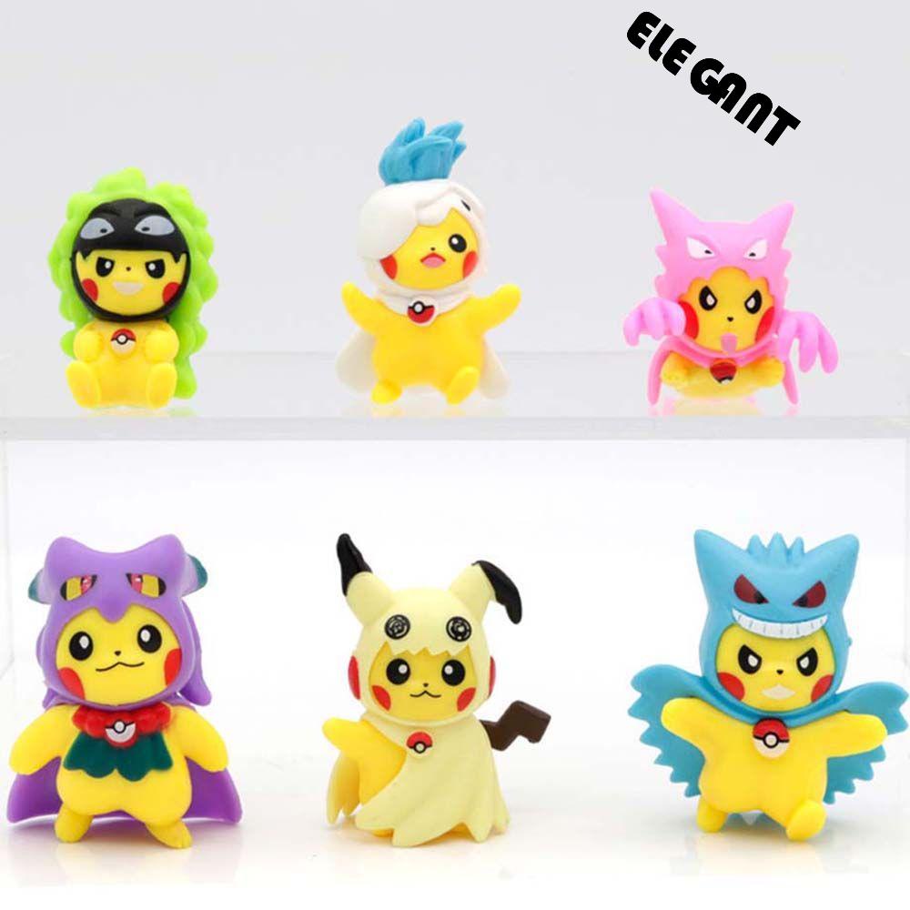 【 ELEGANT 】 Pokemon Anime Figure Kartun Mainan Hadiah Pikachu Koleksi Mainan Cross Dressing Model Toys Collection Model