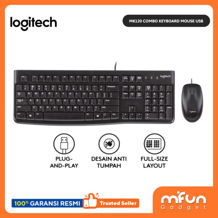 LOGITECH MK120 COMBO KEYBOARD MOUSE USB