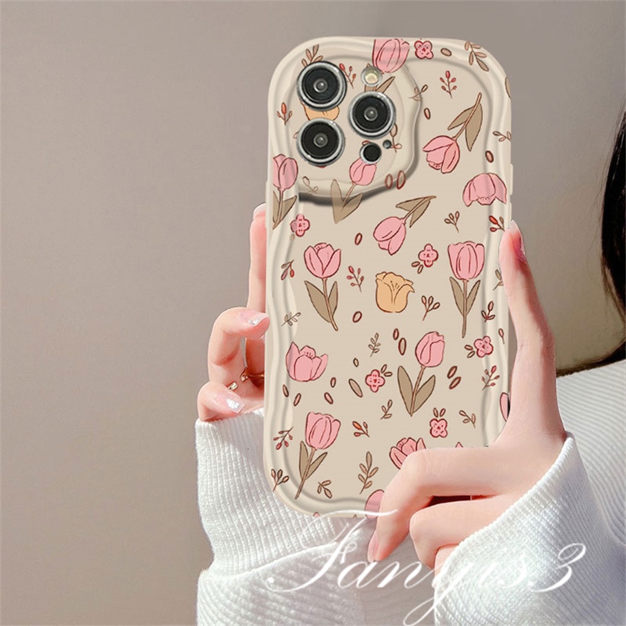 Redmi 12 12C A1 10C 10 10A 9 9A 9C 9T Note 12 12s 11s 10s 11 10 9s 9 Pro Xiaomi Poco X3 X3NFC X3Pro 12 11 Lite Rose Tulip Wavy Curved Edge Phone Case TPU Soft Cover