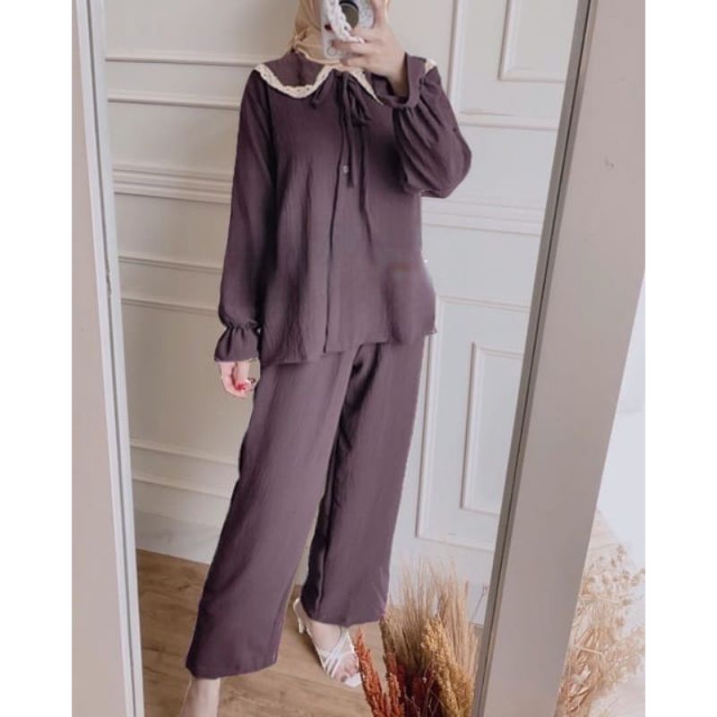 setcel kemeja polos wanita model kerahleher//