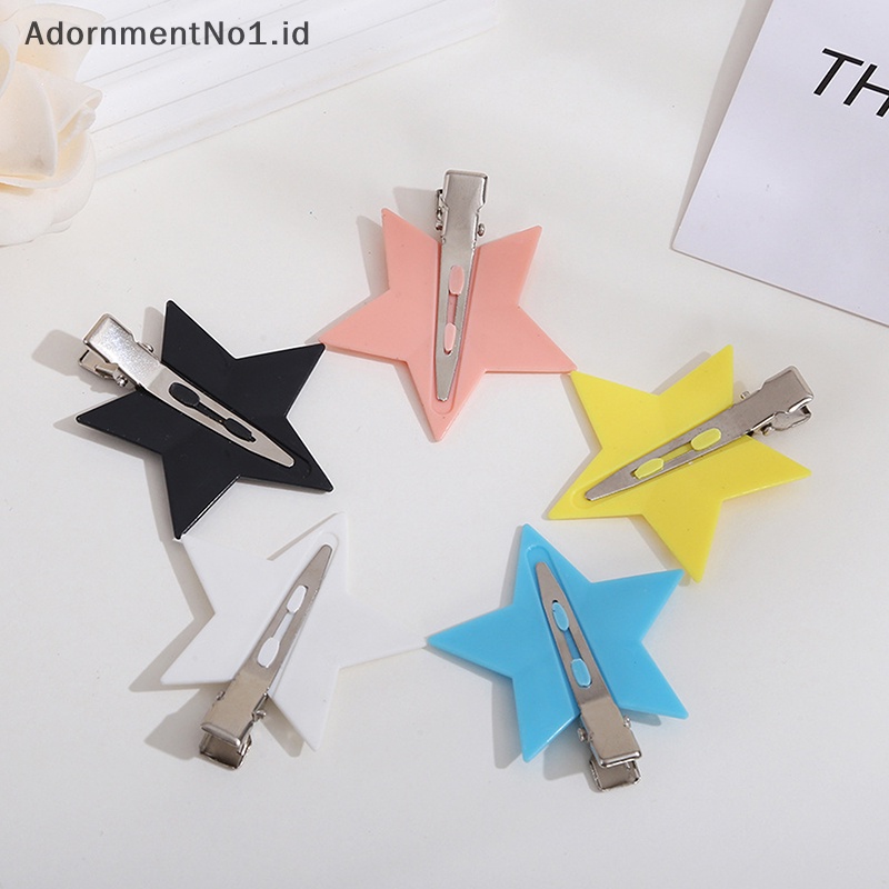 [AdornmentNo1] 5pcs manis keren bintang jepit rambut gaya korea pesona sederhana logam Bobby Pin buaya klip aksesoris rambut untuk gadis Fashion hiasan kepala