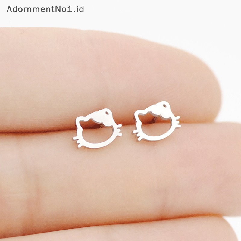 [AdornmentNo1] Lucu Kitten Ear Studs Fashion Mini warna emas Alloy Cat Stud Earrings perempuan minimalis perhiasan aksesoris hadiah