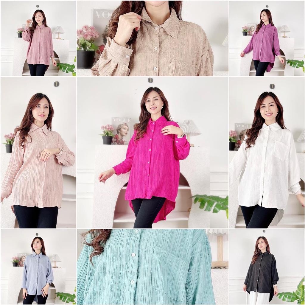 BEFAST - ZEC OOTD WANITA BLOUSE TIA / Luna LADY CRUSH Oversize Blouse / Pakaian Casual Wanita / Blouse Oversize Terbaru / Outfit Daily Wanita Kerja / Atasan Wanita Lengan Panjang / Fashion Kekinian Remaja ABG Trendy / Blouse Polos Forml Jumbo