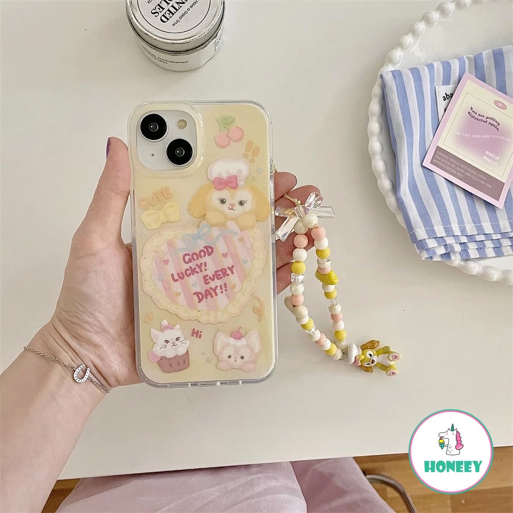 Cute Cartoon Stellalou Phone Case Compatible for iPhone 14 Pro Max 12/12pro 13 Pro Max Case iPhone 11 Colorful Beads Chain IMD Shockproof Back Cover