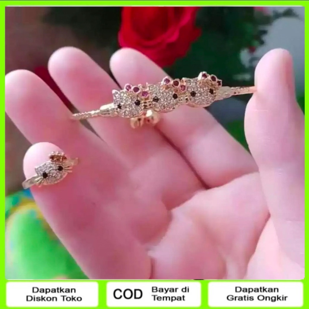 emas muda free surat set Gelang dan Cincin Anak Kitty