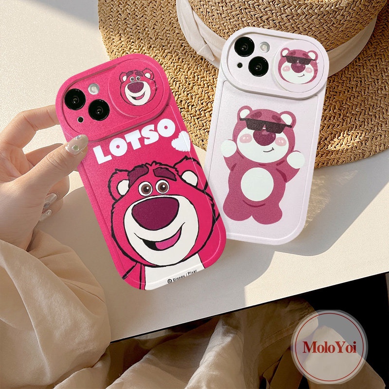 Funny Dinosaur Push Pull Window Camera Lens Protector Case Compatible For iPhone 11 13 12 Pro Max XR XS X Max 7Plus 8Plus Cute Cartoon Strawberry Bear Lotso Cover