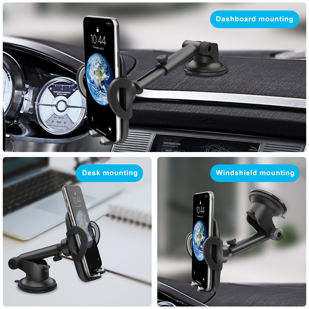 Car Holder 360 Rotable HP Mobil Stand Holder Pemegang HP Bisa Disesuaikan Dashboard Securely Silicon