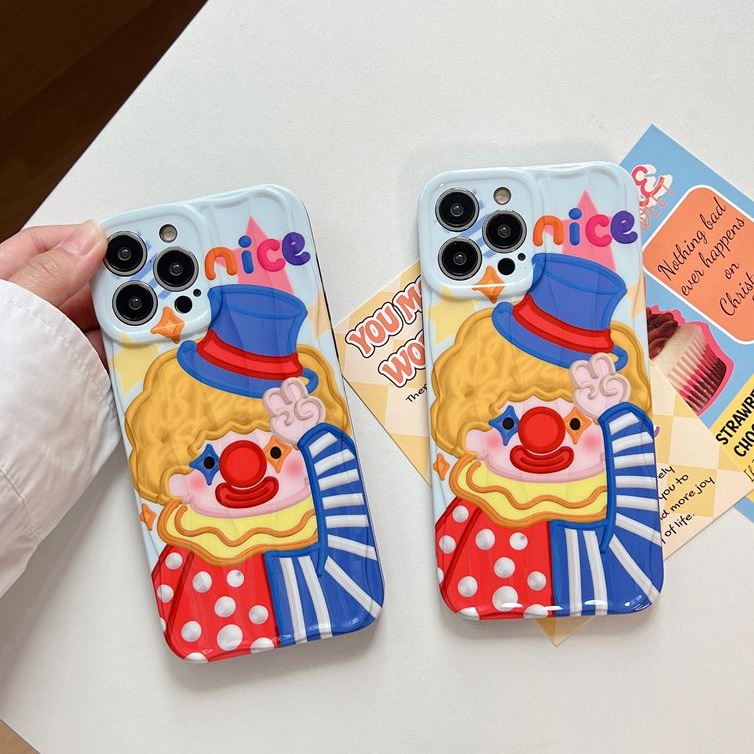 Nice Clown Soft Silicon Case HP iP iPhone 14 + Plus 12 13 Pro Max 11 IMD Casing Apple