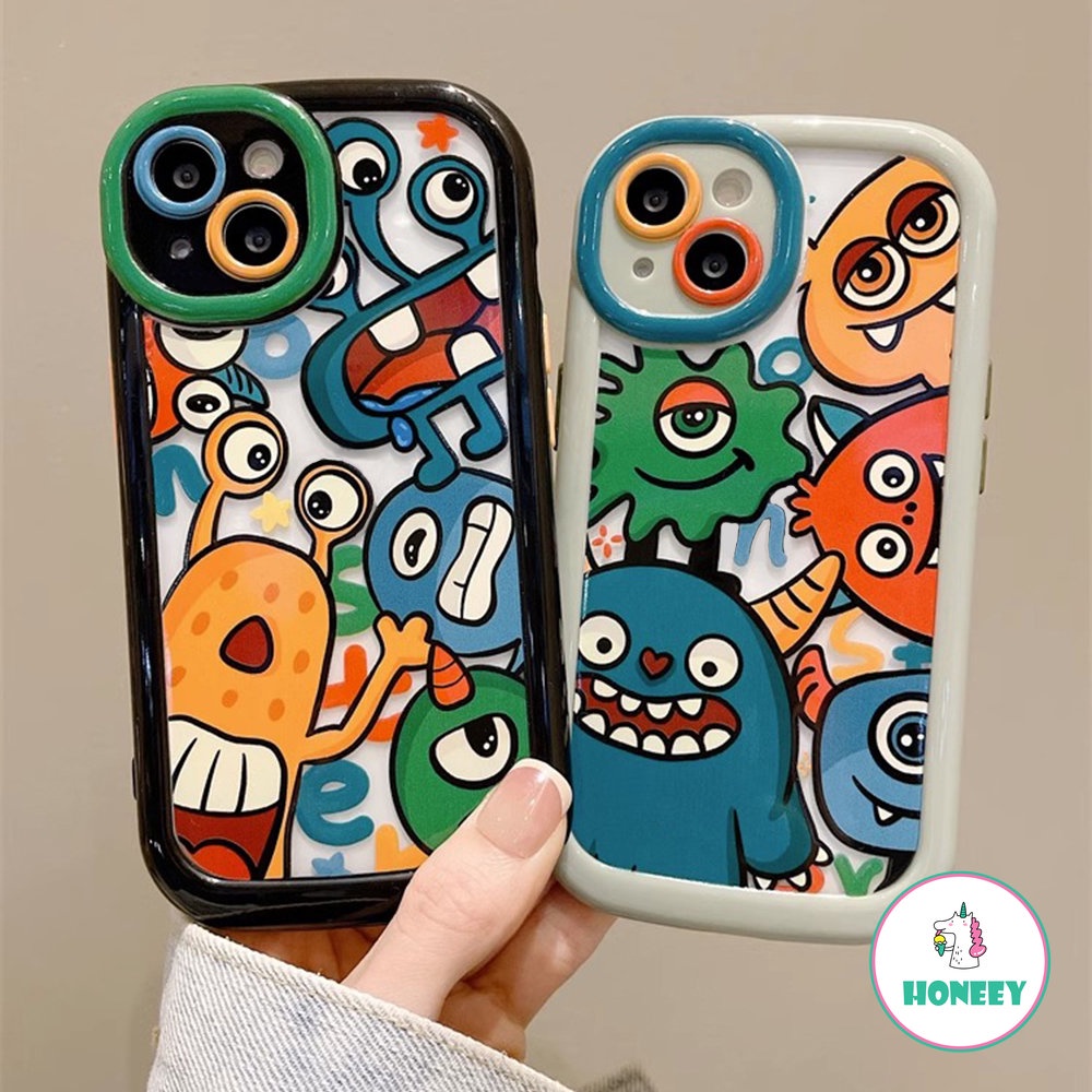 Casing Ponsel Monsters Warna Layar Penuh Lucu Kompatibel Untuk iPhone 14 Pro 12 13 11 Pro Max Akrilik Shockproof Back Cover