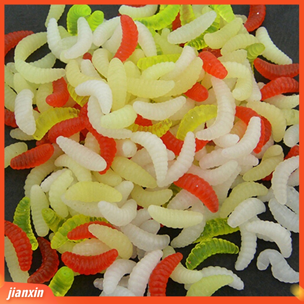 (In Stock) 50pcs Cacing Makan Silikon Lembut Maggot Grub Worm Umpan Pancing Umpan Tackle