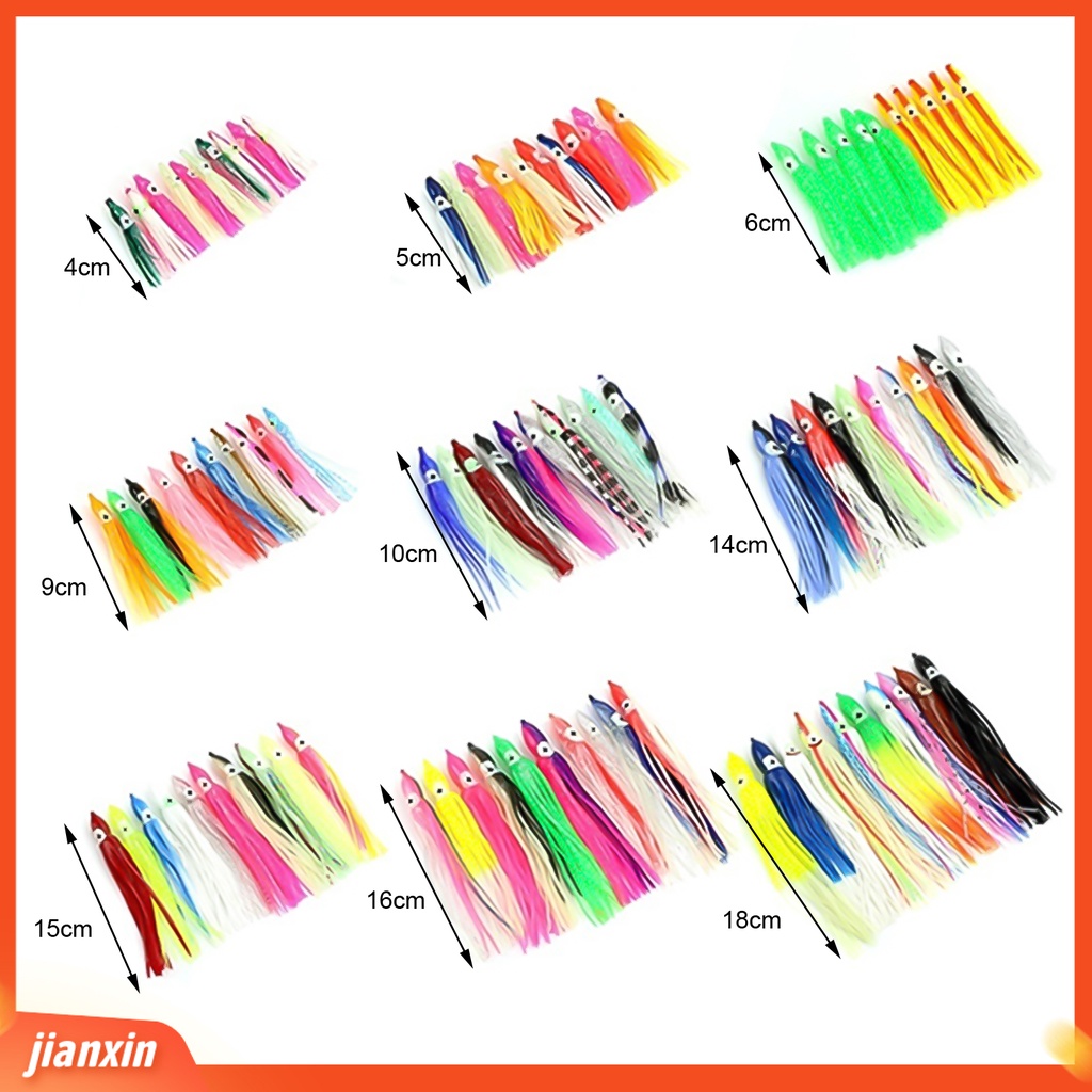 (In Stock) 10Pcs Gurita Memikat Multi-Warna Buatan Perlengkapan Memancing Umpan Renang Bercahaya Untuk Outdoor