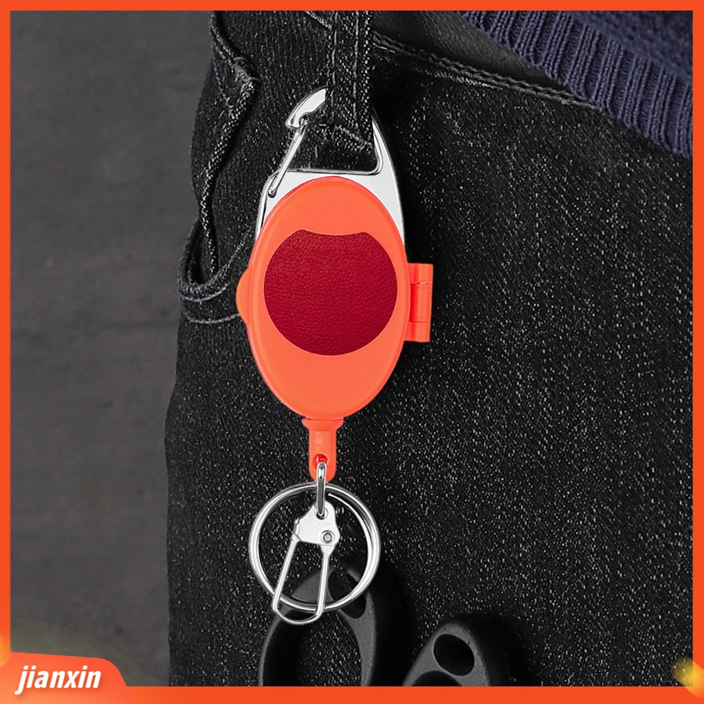 (In Stock) Badge Reel Gantungan Kunci Ditarik Tali Nilon Snap Hook Anti-lost Mini Alat Pancing Hooks Holder Keychain Perlengkapan Luar Ruangan