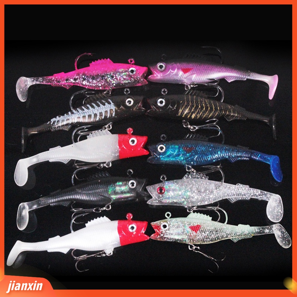 (In Stock) 10Pcs /Set 9cm 14g T-Shaped Tail Fishing Lure Kait Tajam Silikon Mulut Besar Popper Memancing Umpan Topwater Untuk Outdoor