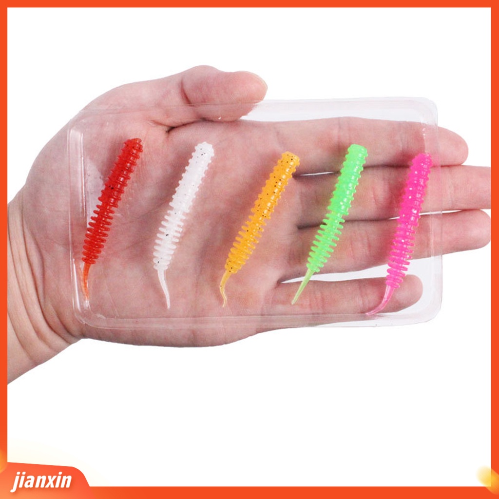 (In Stock) 10Pcs Umpan Pancing Ketangguhan Tinggi Reusable TPR Karet Mini Simulasi Cacing Bass Umpan Pancing Untuk Air Tawar