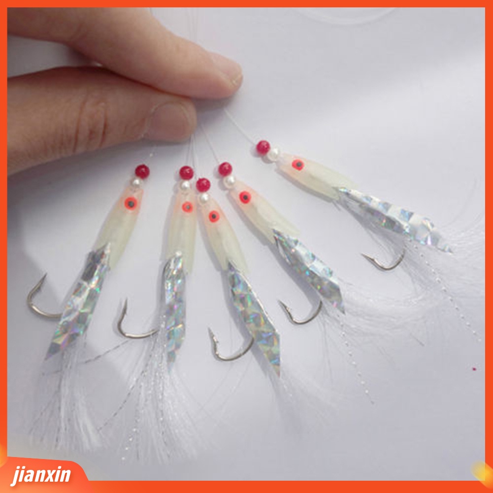 (In Stock) 5Pcs Ikan Tenggiri Bulu Bass Cod Lure Sea Fishing Rigs Tackle Alat Bantu