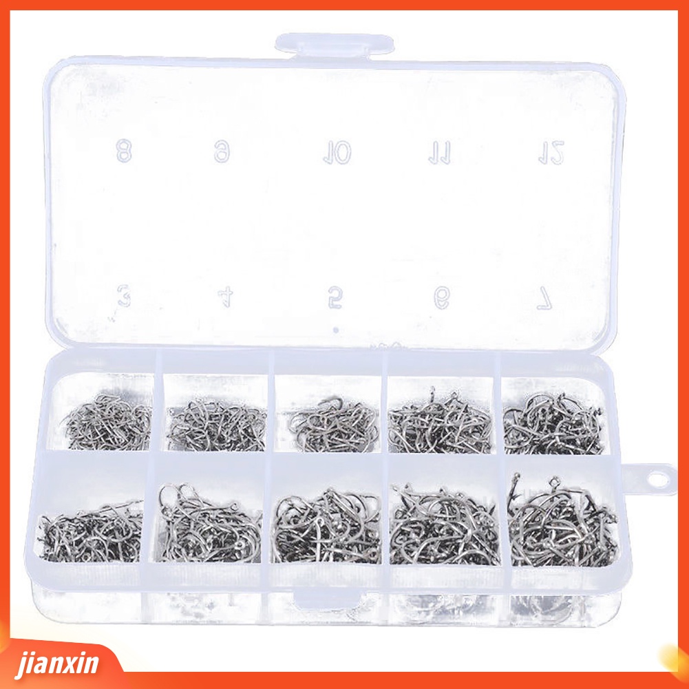 (In Stock) 500Pcs 10ukuran Aneka Kait Ikan Tajam Umpan Umpan Dan Memancing Kotak